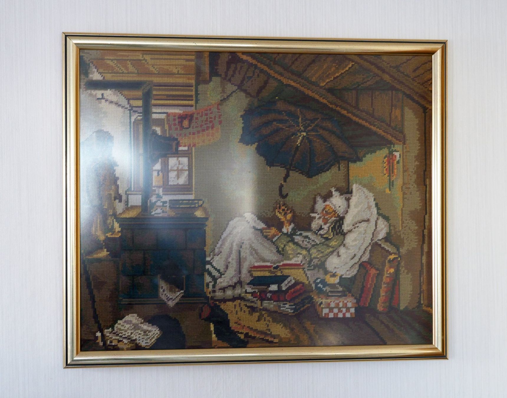 Poster & Bilder: Stickbild Der arme Poet mit Rahmen, 64x55cm – Gebraucht aus Ottoberg von Diamola