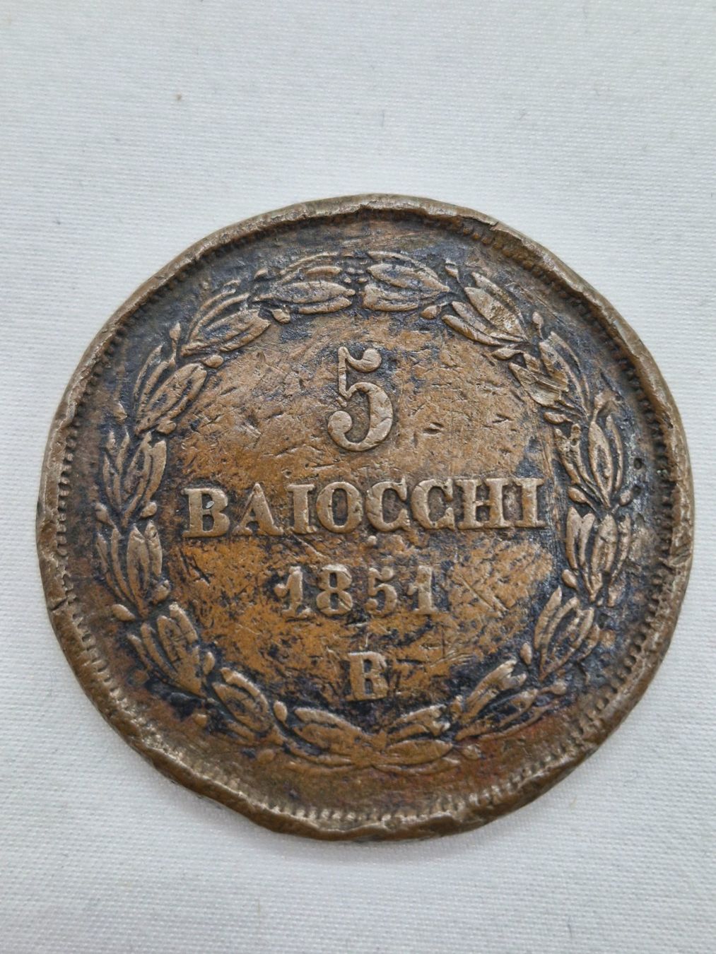 Tutti le monete: VATICAN / 5 BAIOCCHI / 1851 – Usato da Bulle venduto da italicum