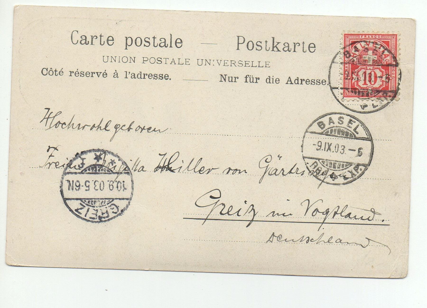 Cartoline postali: LITHO Rathaus in BASEL C. Rochet – Usato da Jona venduto da philajona 1