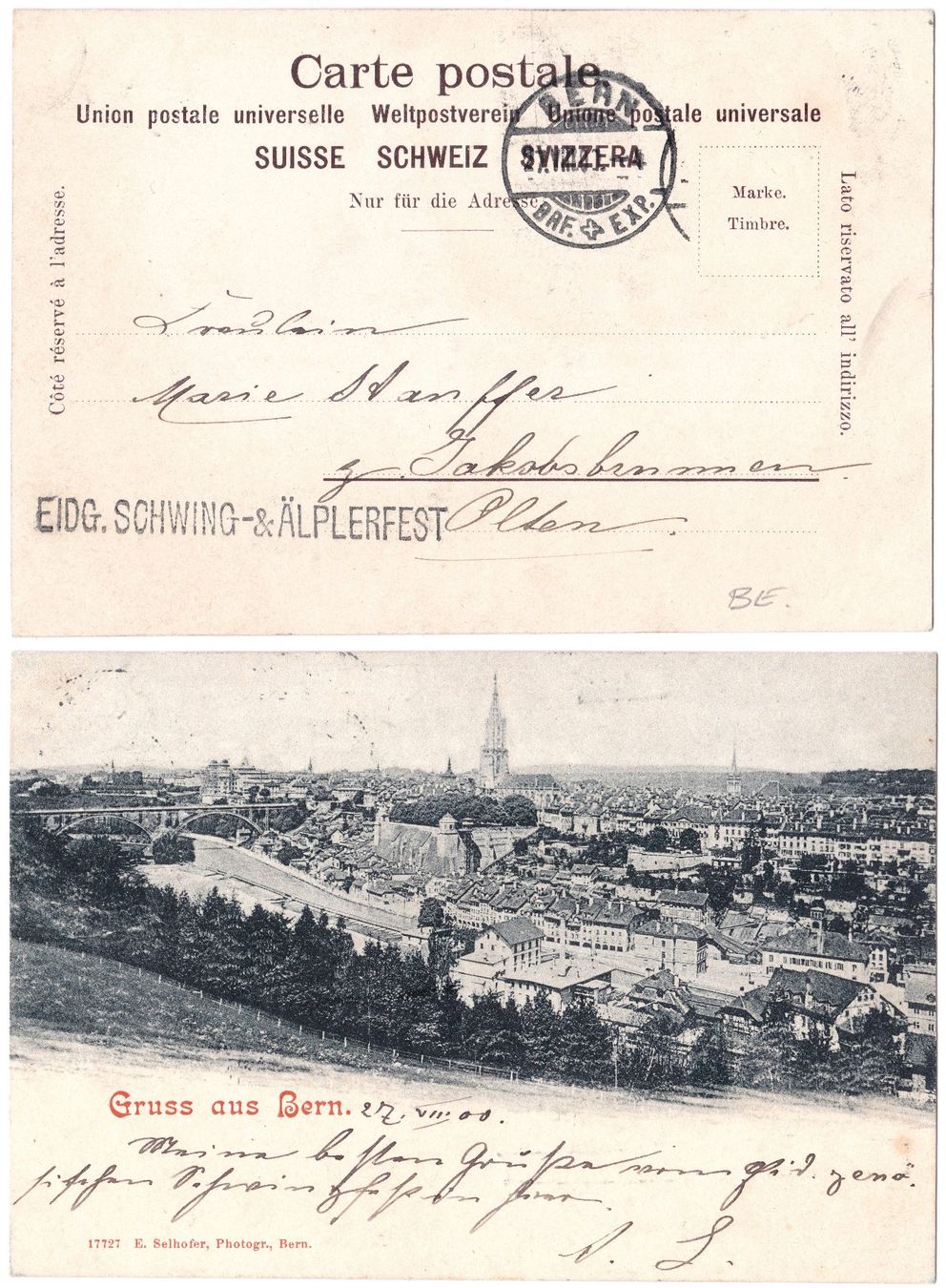 Alle Briefmarken: Selten angeboten Stabstempel Eidg Schwing- & Älplerfest 1900 – Gebraucht aus Basel von riobar
