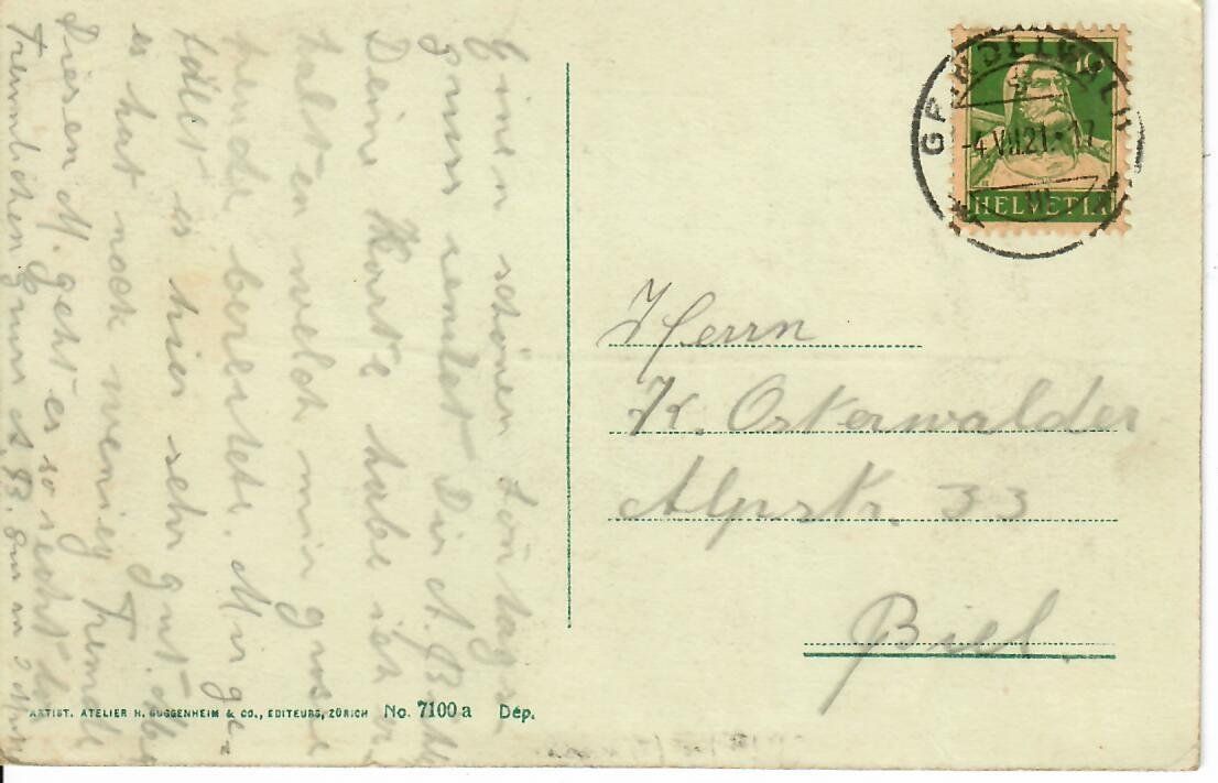 Cartoline postali: Grindelwald, Waldhotel, Pension Bellary  1921 – Usato da Hochdorf venduto da Ziegel-16 1