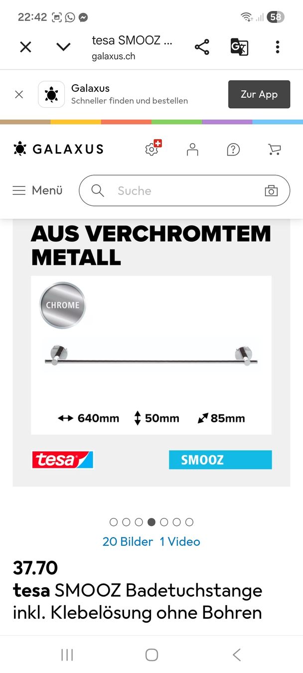 Tesa Handtuchhalter: Tesa Smooz Handtuchhalter – Neu (gemäss Beschreibung) aus Winterthur von ml2_58mm 2