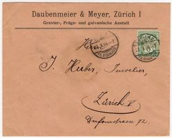 seltener Perfin D.&M. auf Lokalrayon Beleg von ZÜRICH