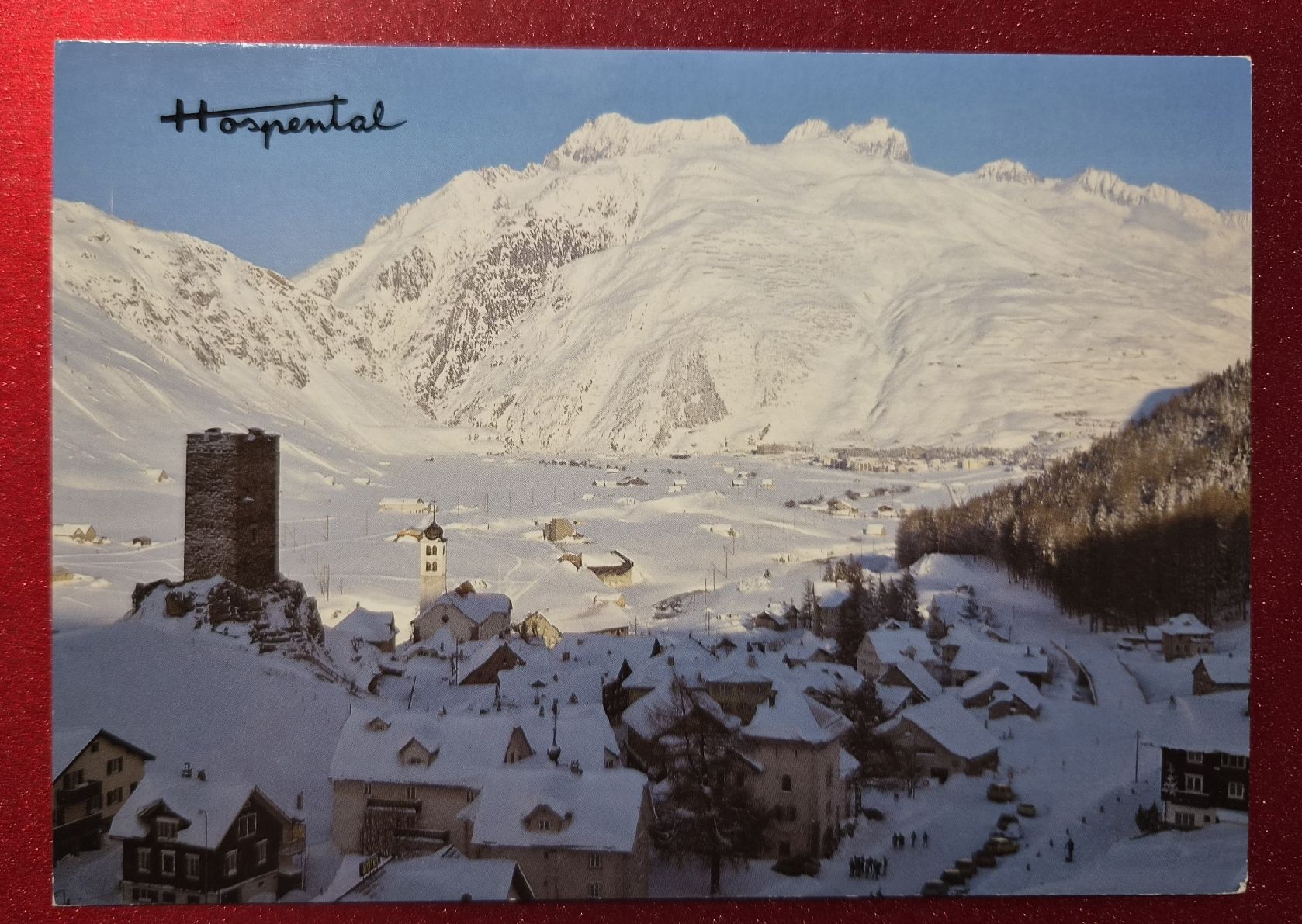 Ansichtskarten: Hospental mit Bergpanorama, Winter top – Neu (gemäss Beschreibung) aus Melchnau von Arthurius