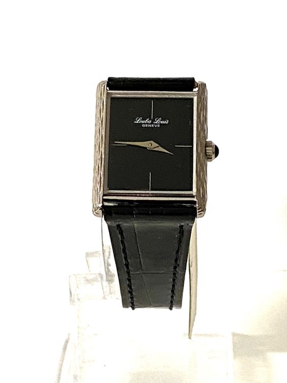 Montre Vintage Louis Leuba – Mouvement Mécanique Suisse – Années 70 – Boîtier Argenté – Cuir Croco – Pour Femme