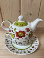 Teeservice Porzellan bunt mit Blumenmuster neuwertig