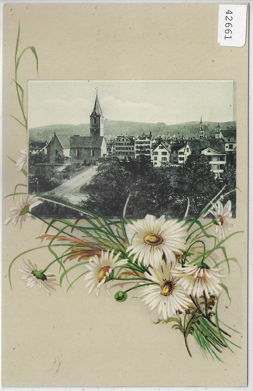 Cartoline postali: St. Gallen - St. Magnikirche - Blumen-Litho – Usato da Ettingen venduto da Kartenplanet