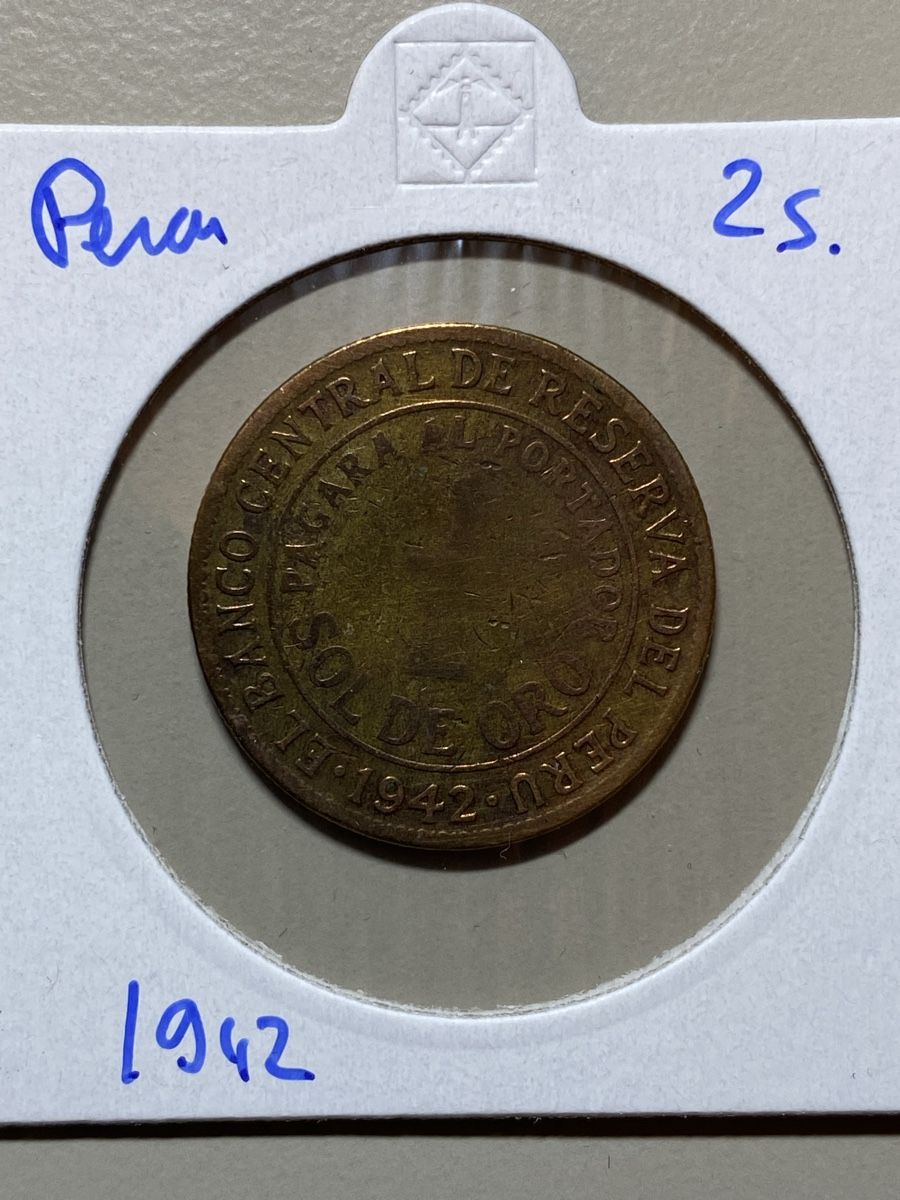 Alle Münzen: Pérou - 2 sols - 1942  – Gebraucht aus Payerne von Mike1682