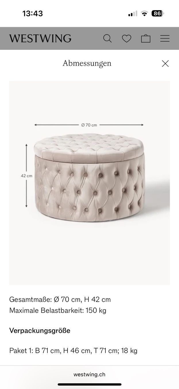 Westwing Hocker: XL ottoman Chiara from Westwing – Neu (gemäss Beschreibung) aus Marly von Cici_closet 4