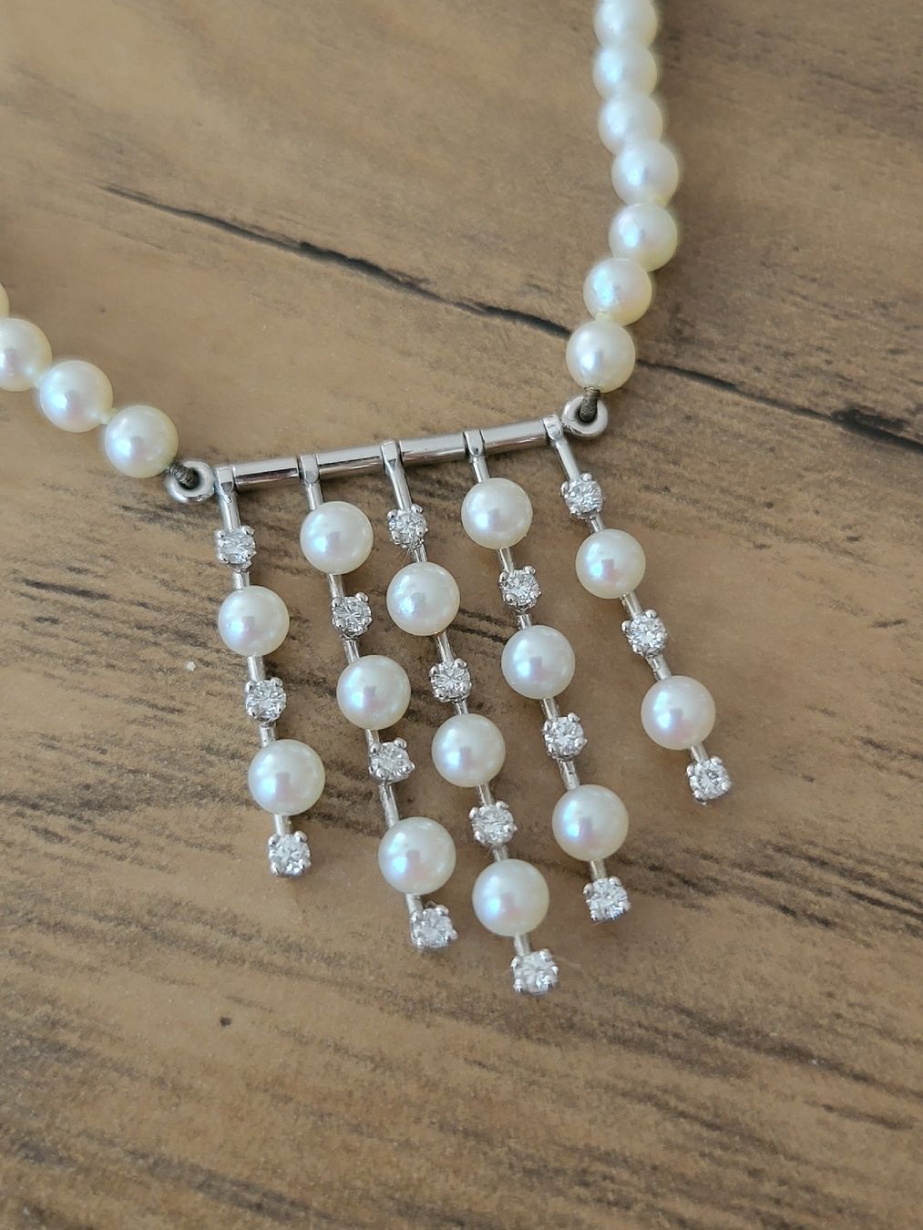 Catenine: Hochwertiges Perlencollier mit 16 Brillanten – Nuovo (secondo la descrizione) da Unterägeri venduto da Altgoldschmuck 1