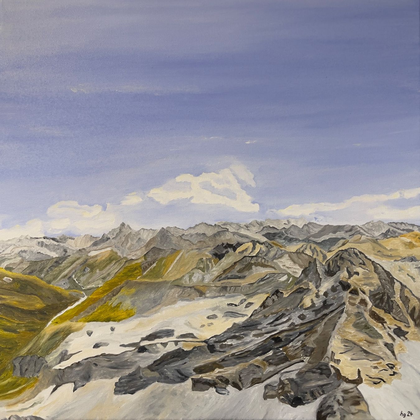 Gemälde: Alpenpanorama: Gletscherhorn Avers – Neu (gemäss Beschreibung) aus Beinwil am See von Bergbilder 3