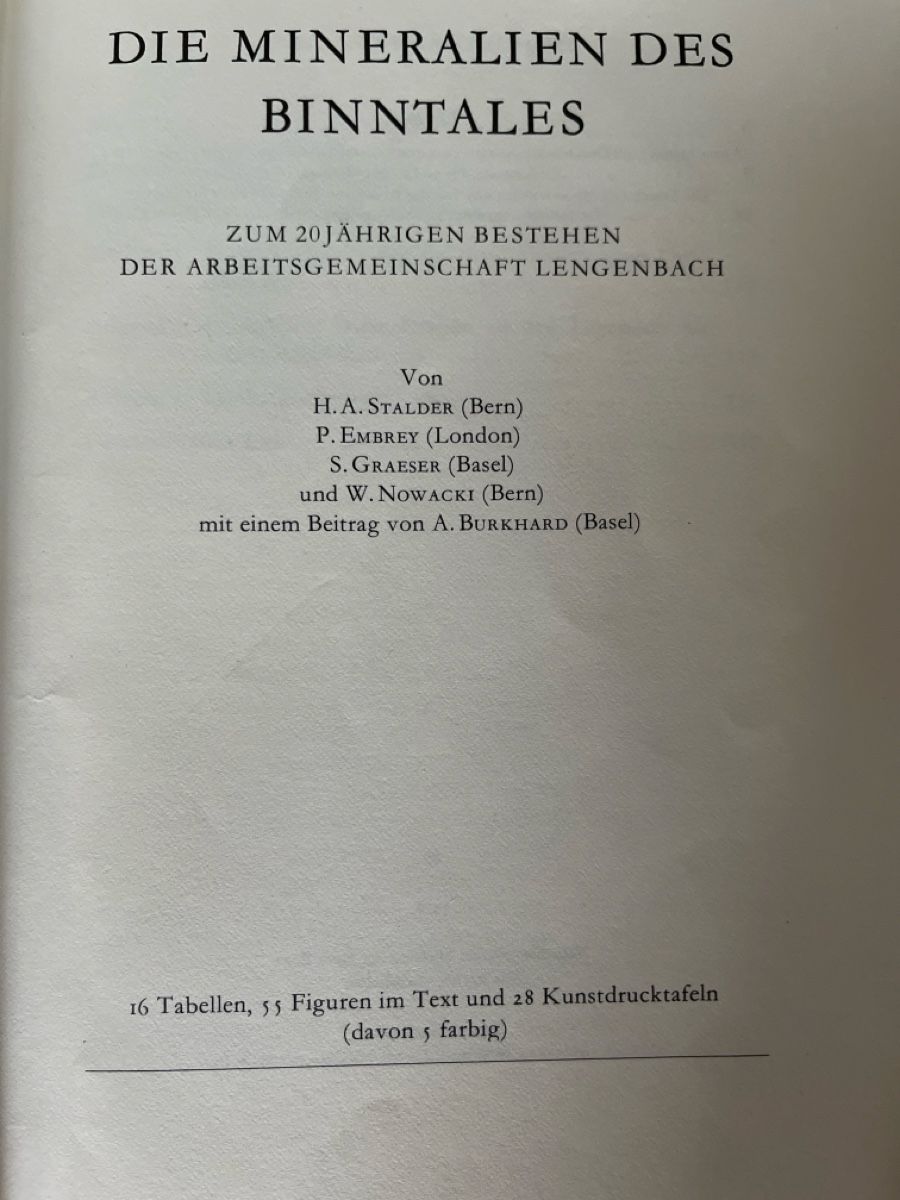 Mineralien & Heilsteine: Die Mineralien des Binntales von 1978 – Gebraucht aus Uster von Arrayo 1