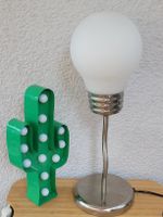 Herrliche Vintage Tischlampe 48cm! Glas/Edelstahl 80er Jahre