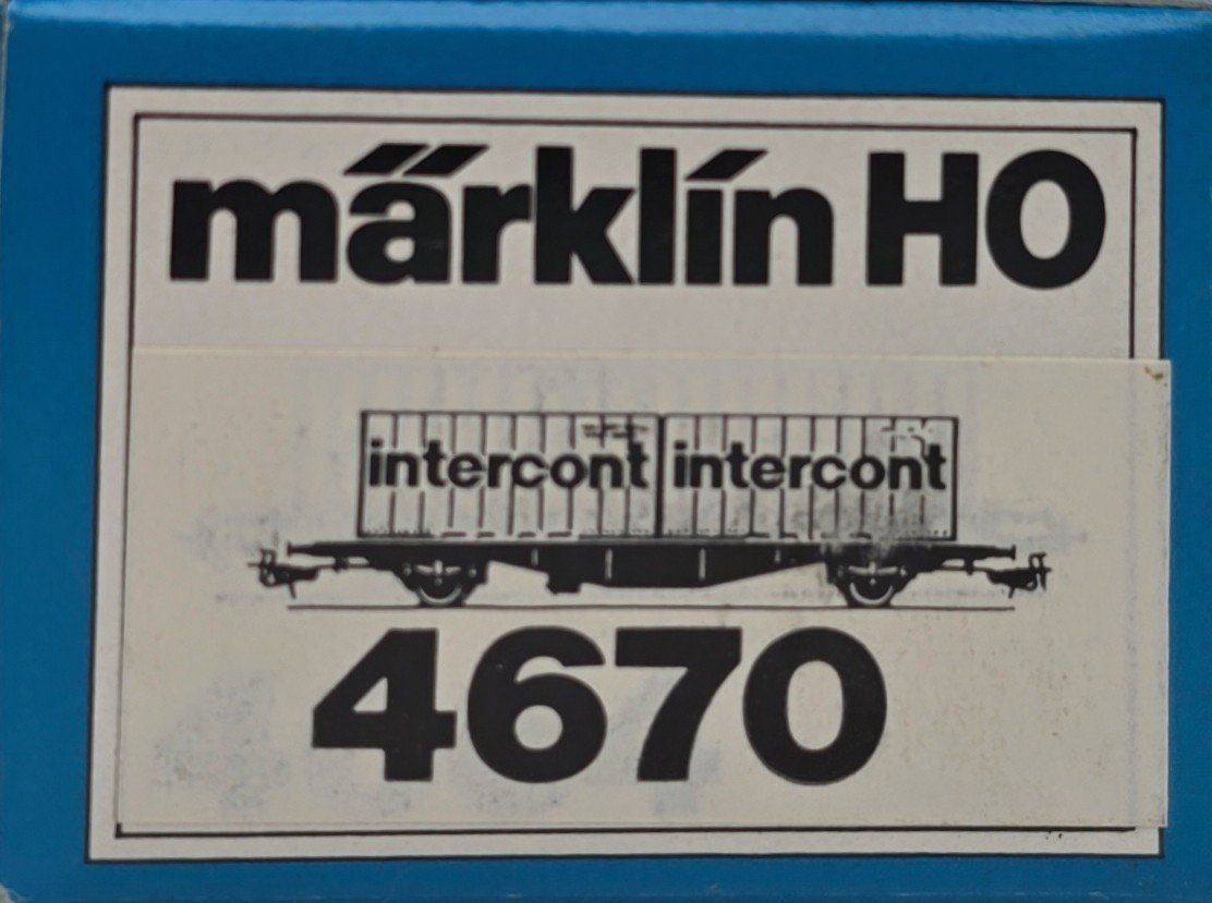 Märklin Trains électriques: Märklin 4670 DB Container Tragwagen Intercont Export 1989 – Neuf avec emballage d'origine à Derendingen par Benfis 1