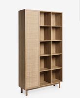 MADE Pavia Rattan Regal / Schrank – Boho Stil – Eiche Optik