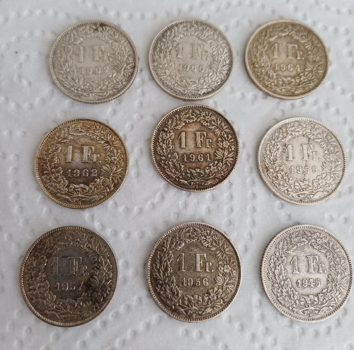 Alle Münzen: Silber Schweizer Einfränkler 9 Stk. – Gebraucht aus Chur von Alfasud1967