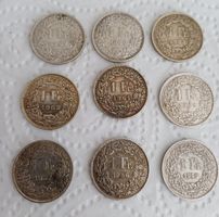 Silber Schweizer Einfränkler 9 Stk.