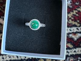 Bague élégante avec malachite véritable, idéale cadeau!