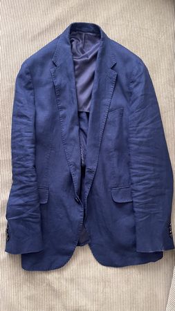 DUNKELBLAUER MANGO LEINEN-BLAZER GR EUR 52 - L