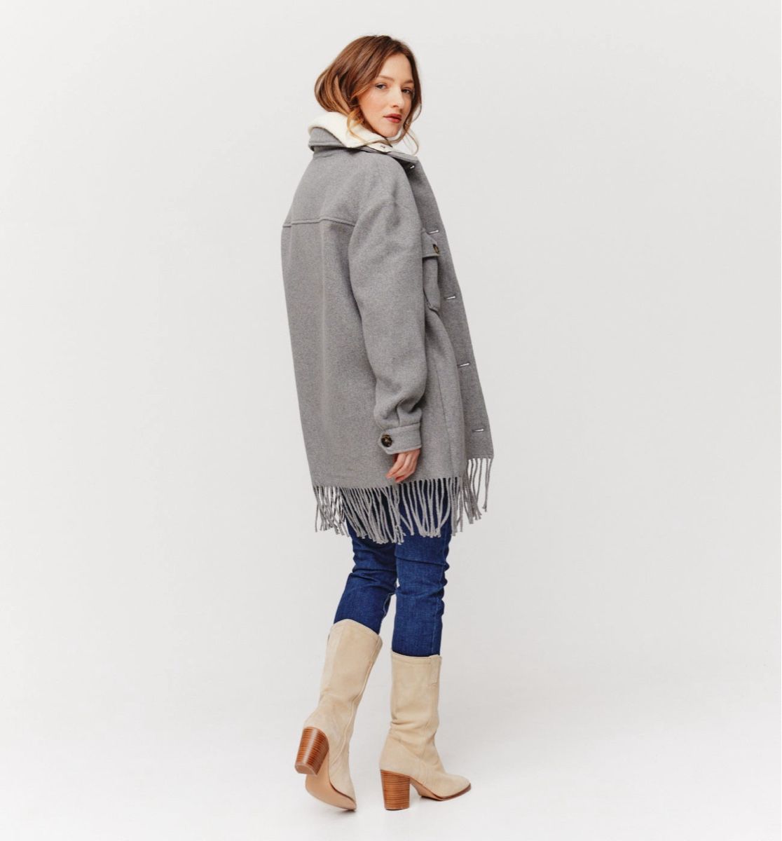 Mango Giacche: Mango Grey Fringed Wool Jacket – Usato da Nyon venduto da My_wardrobe 1