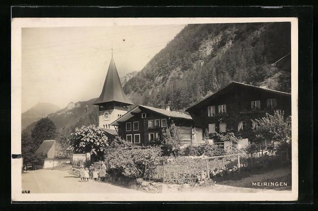 Cartes postales: AK Meiringen, Ortspartie mit Kirche – D'occasion à Berlin par bartko-reher