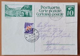 CH Ganzsache in FL verwendet,Portomarke