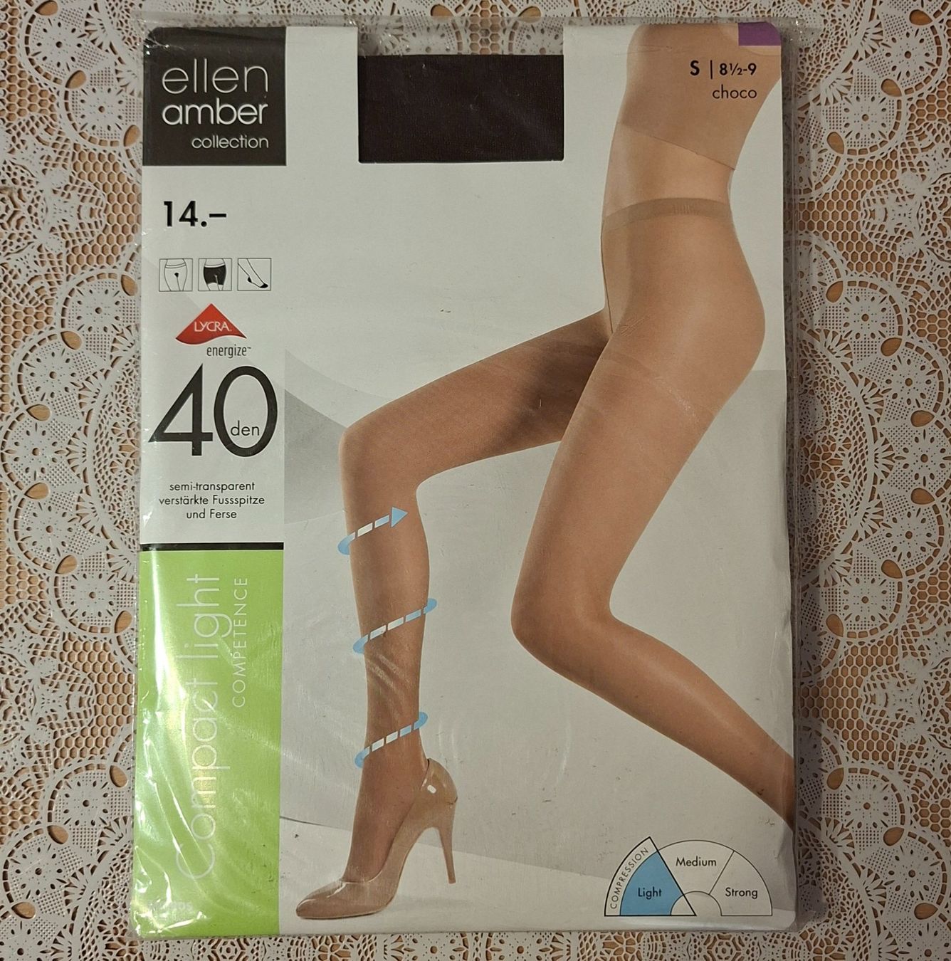 Ellen Amber Calze & Collant: Ellen Amber Compact Light Strumpfhose 40den Gr.S Choco – Nuovo e nell'imballaggio originale da Amriswil venduto da Celini3