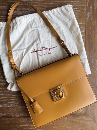 Salvatore Ferragamo Leather Bag Mustard New w/ Dustbag
