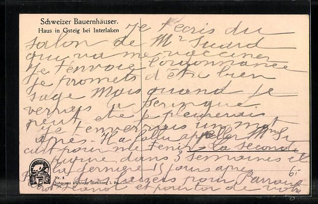 Cartoline postali: Gsteig, Schweizer Bauernhaus mit Bänken – Usato da Berlin venduto da bartko-reher 1