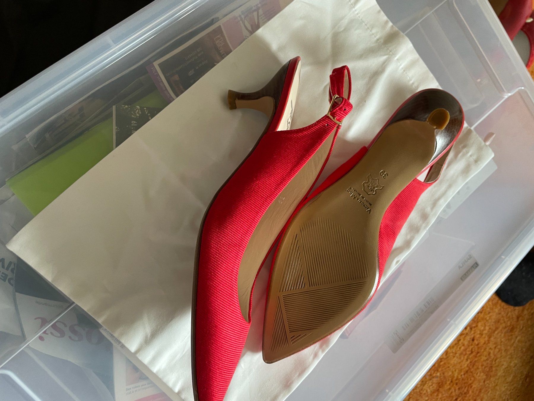 Damenschuhe: Jolies chaussures en ottoman rouge 39 – Neu und originalverpackt aus Pully von Mazette 2