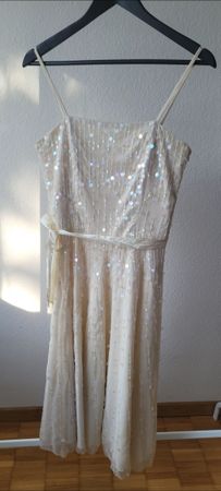 VM Kleid, Grösse M, beige mit Pailletten - Festlich!