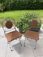 2 TOP - ANTIKE METALL mit LEDER GARTENSTÜHLE