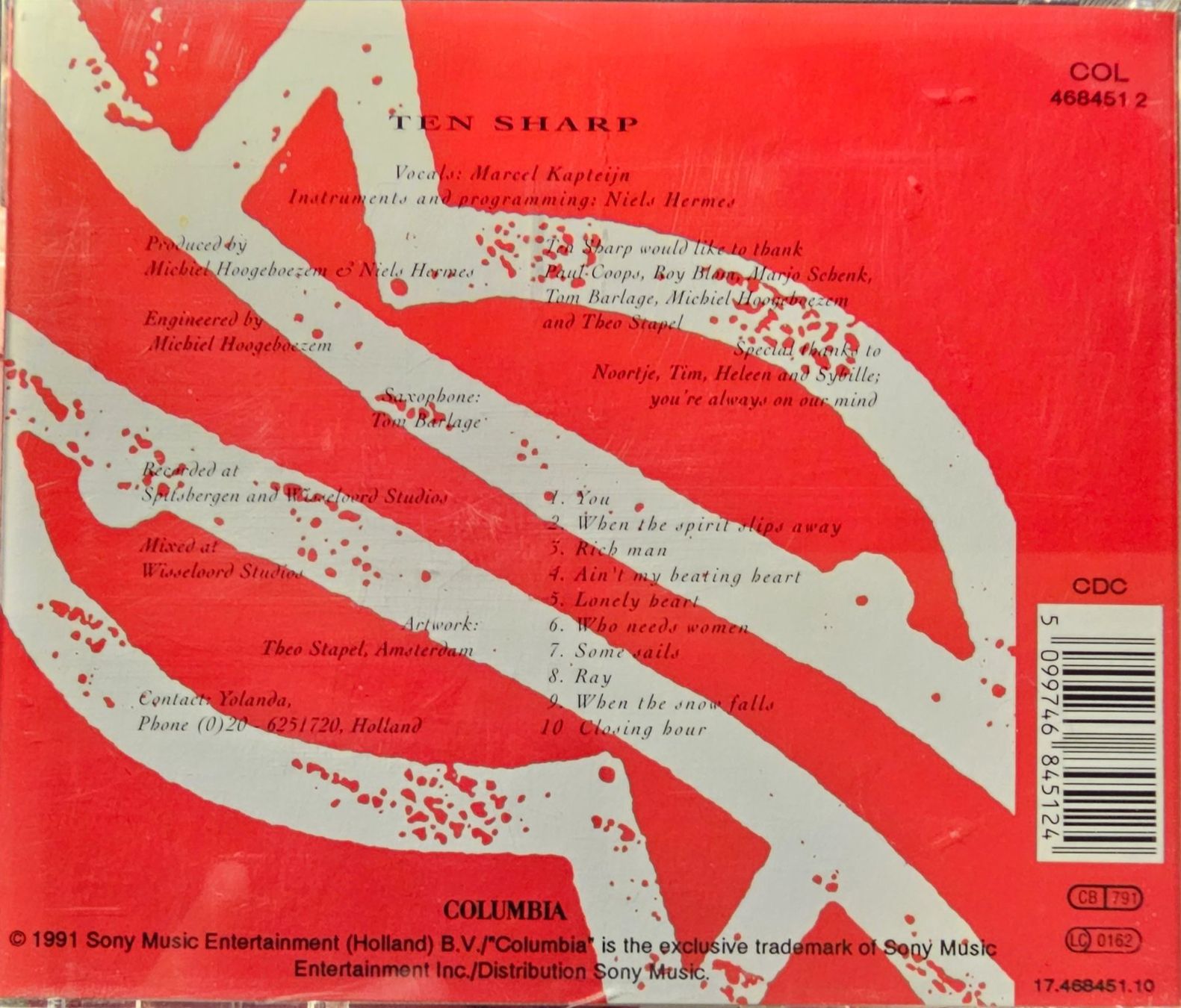 CD: Ten Sharp – Under The Water-Line – Usato da Wahlen b. Laufen venduto da Cg10 1