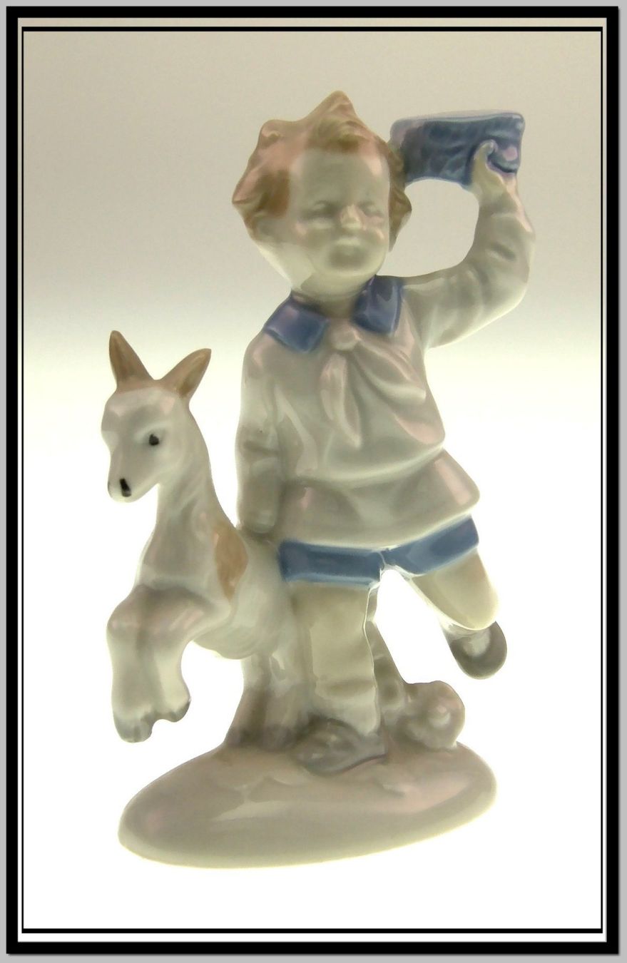 Statuette: Junge mit Zicklein GDR Gräfenthal Porzellanfigur 🍀 – Usato da Schmitten FR venduto da Rimonimus