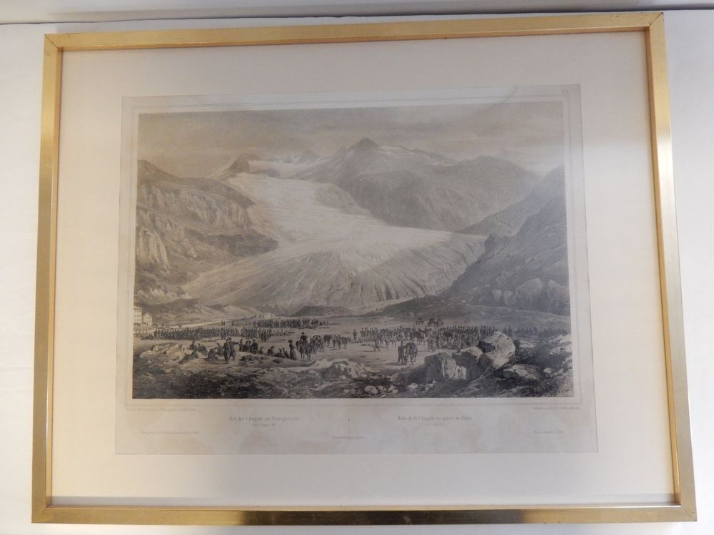 Tirage Albuminé Suisse Valais Glacier Du Rhône - Vintage Print Original Vers 1880