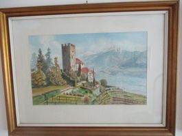 Aquarell Schloss Lebenberg, Südtirol