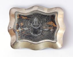 Edwardian Sterling Silber Tablet Einlagen Piqué-Arbeit 1908