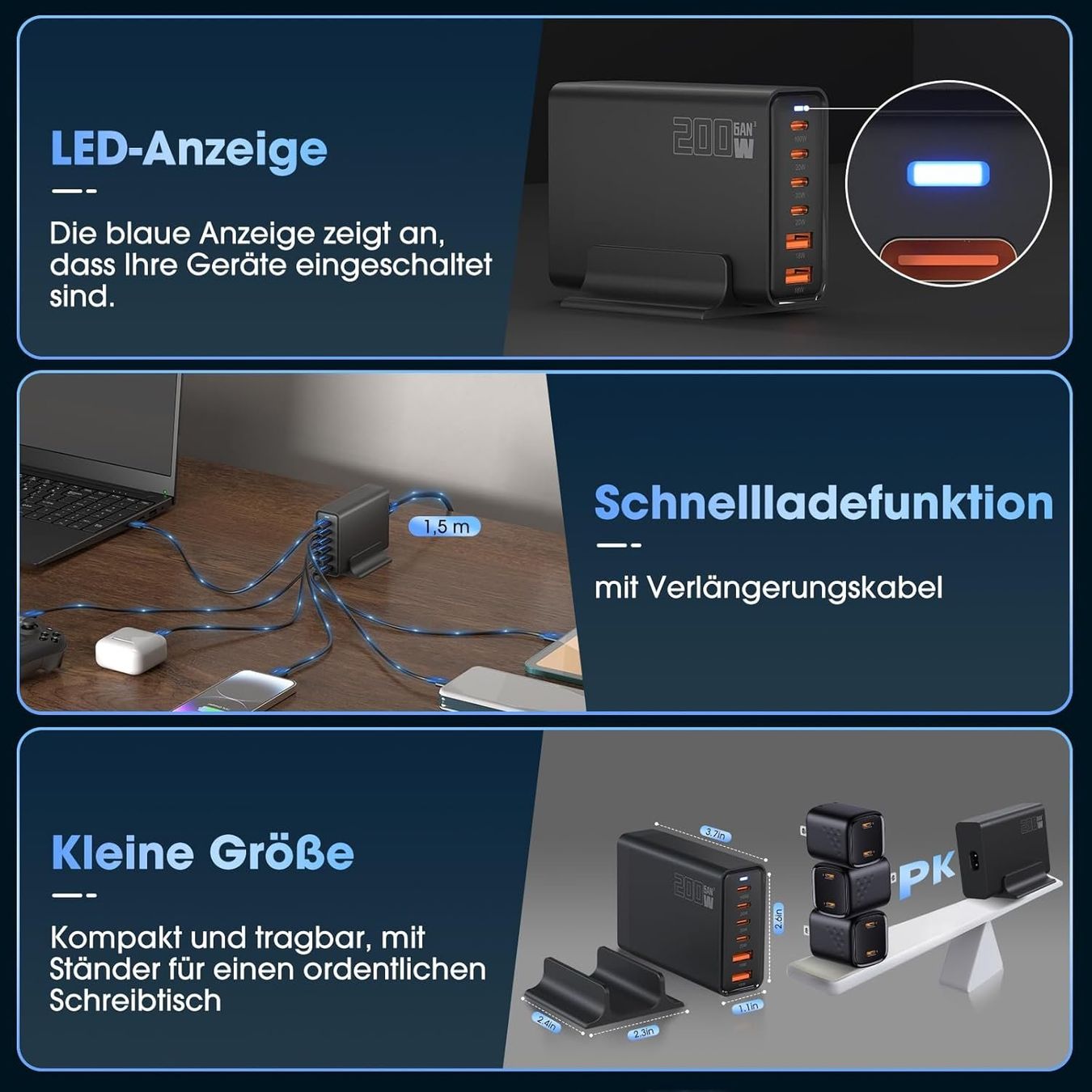 Caricabatterie: 200W USB C Ladegerät  ladegeräte für tragbare computer – Nuovo (secondo la descrizione) da Thun venduto da nuonuo 7