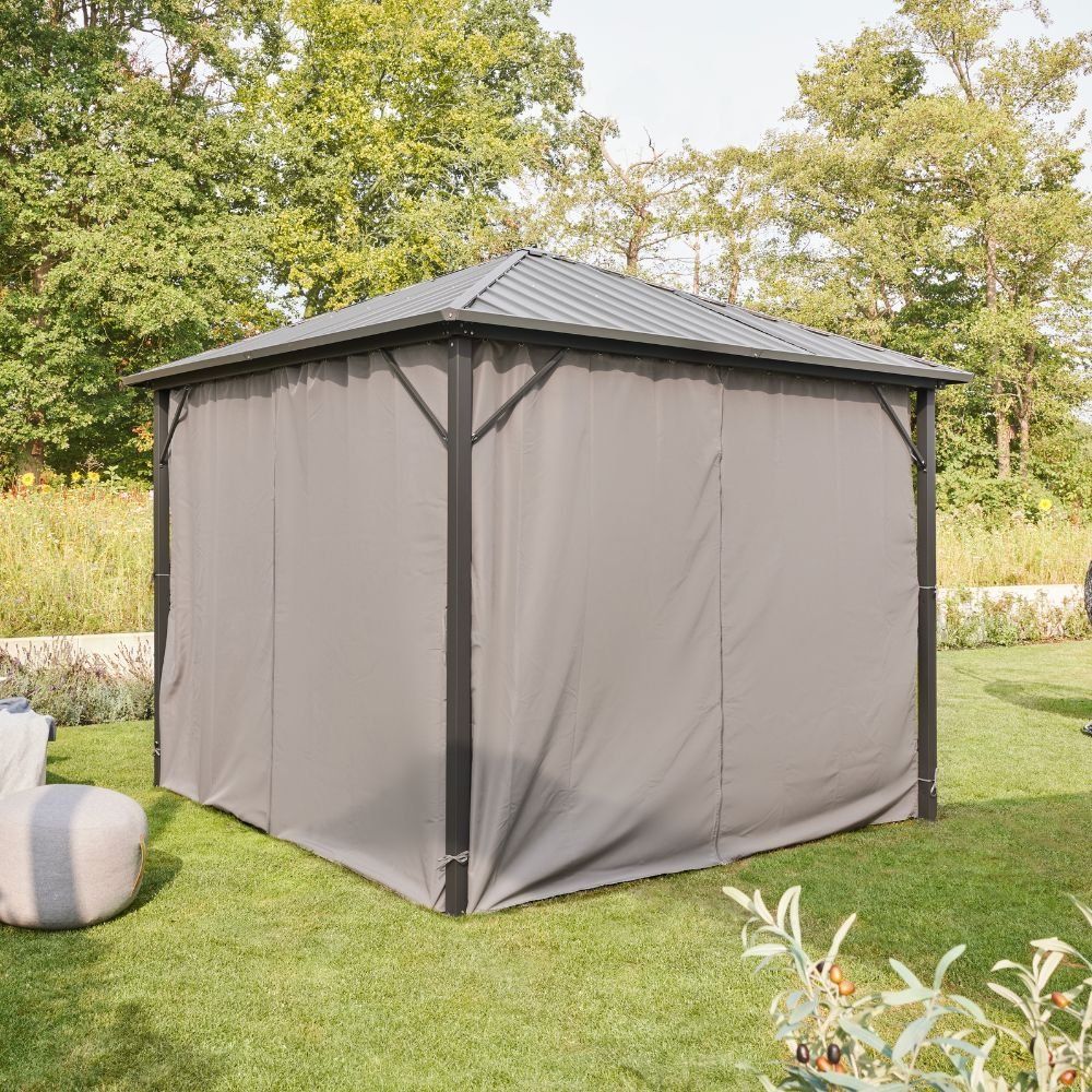 Vorhänge: 16952 - Pavillon FIX - Vorhänge Grau 3x3m Wasserdicht – Neu und originalverpackt aus Wallenwil von toesstal-vertrieb
