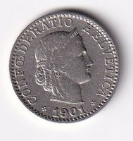 Schweiz 20 Rappen 1901rar