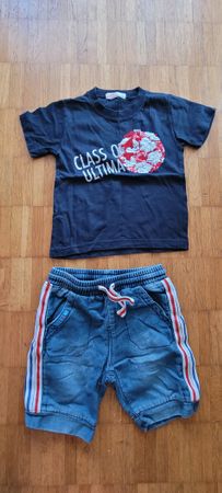 T Shirt Fussball Jeans Shorts gr 98