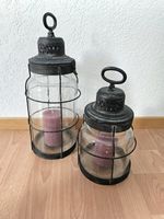 Laternen (2er Set) - Rustikaler Vintage-Look - Glas/Metall