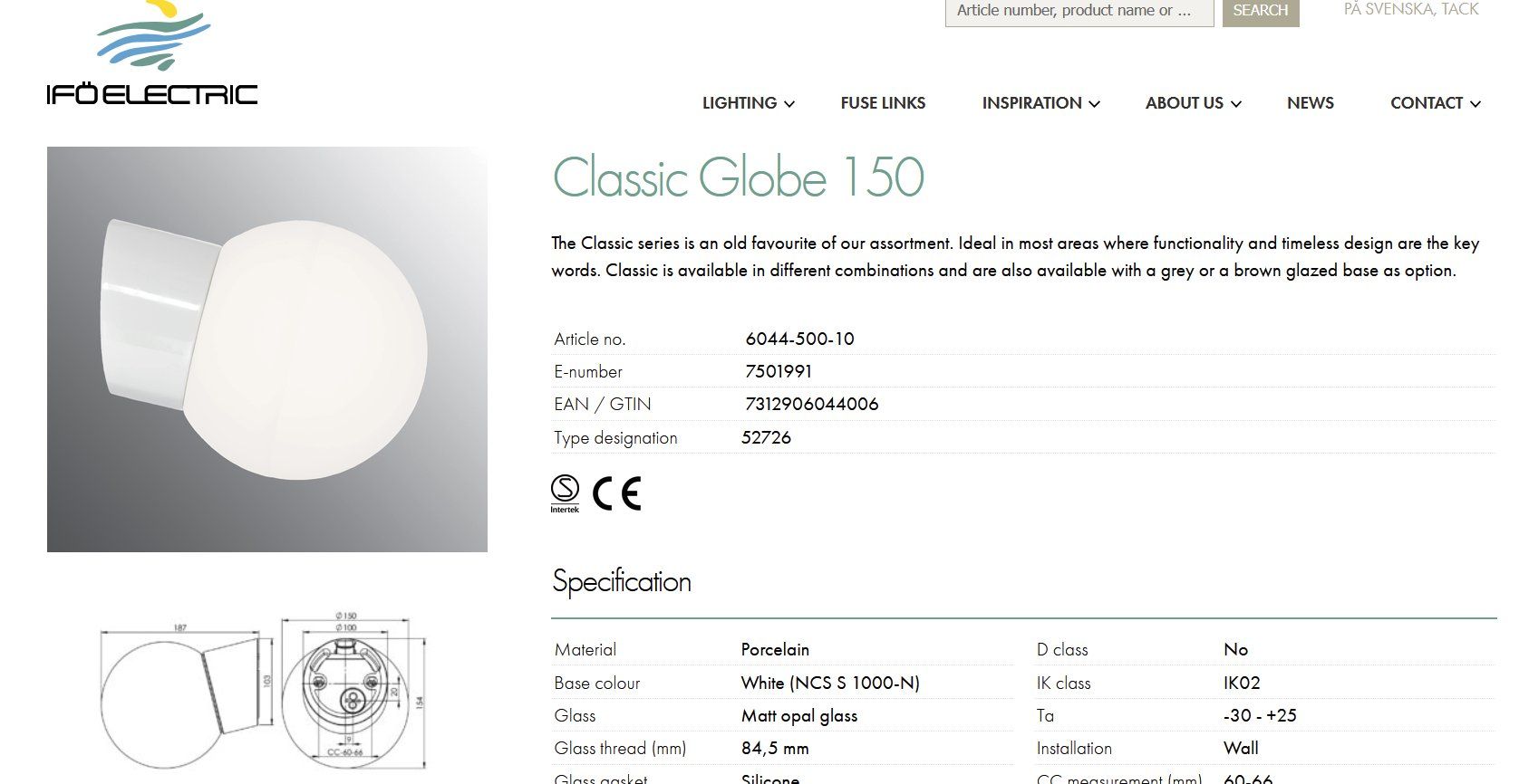 Lampade: Wandleuchte Classic Glob mit E27 Fassung – Nuovo e nell'imballaggio originale da Schmitten FR venduto da SirLanzelot