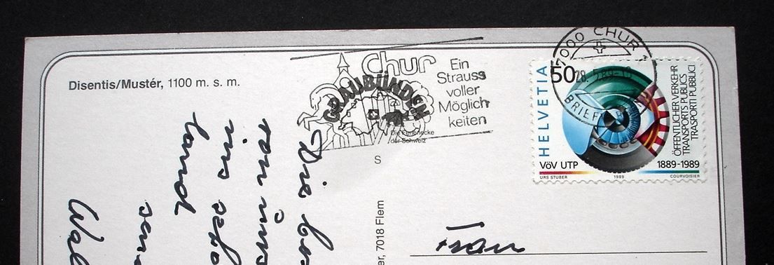 Cartoline postali: DISENTIS Luftseilbahn + Rhätische Bahn – Usato da Jona venduto da philajona 1