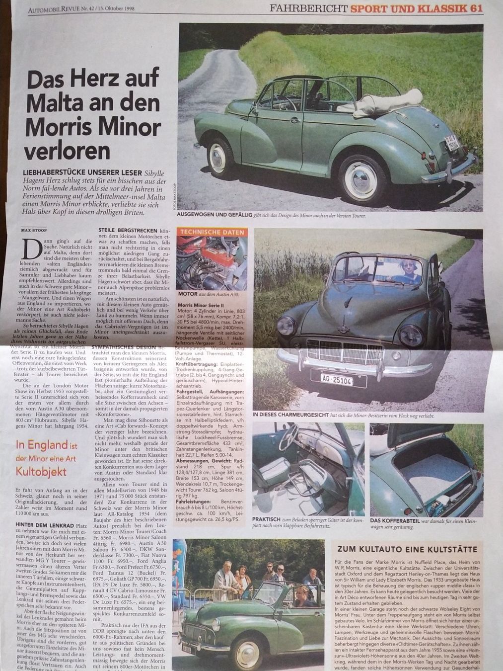 Libri: Fahrbericht MORRIS MINOR – Usato da Bern venduto da micky031