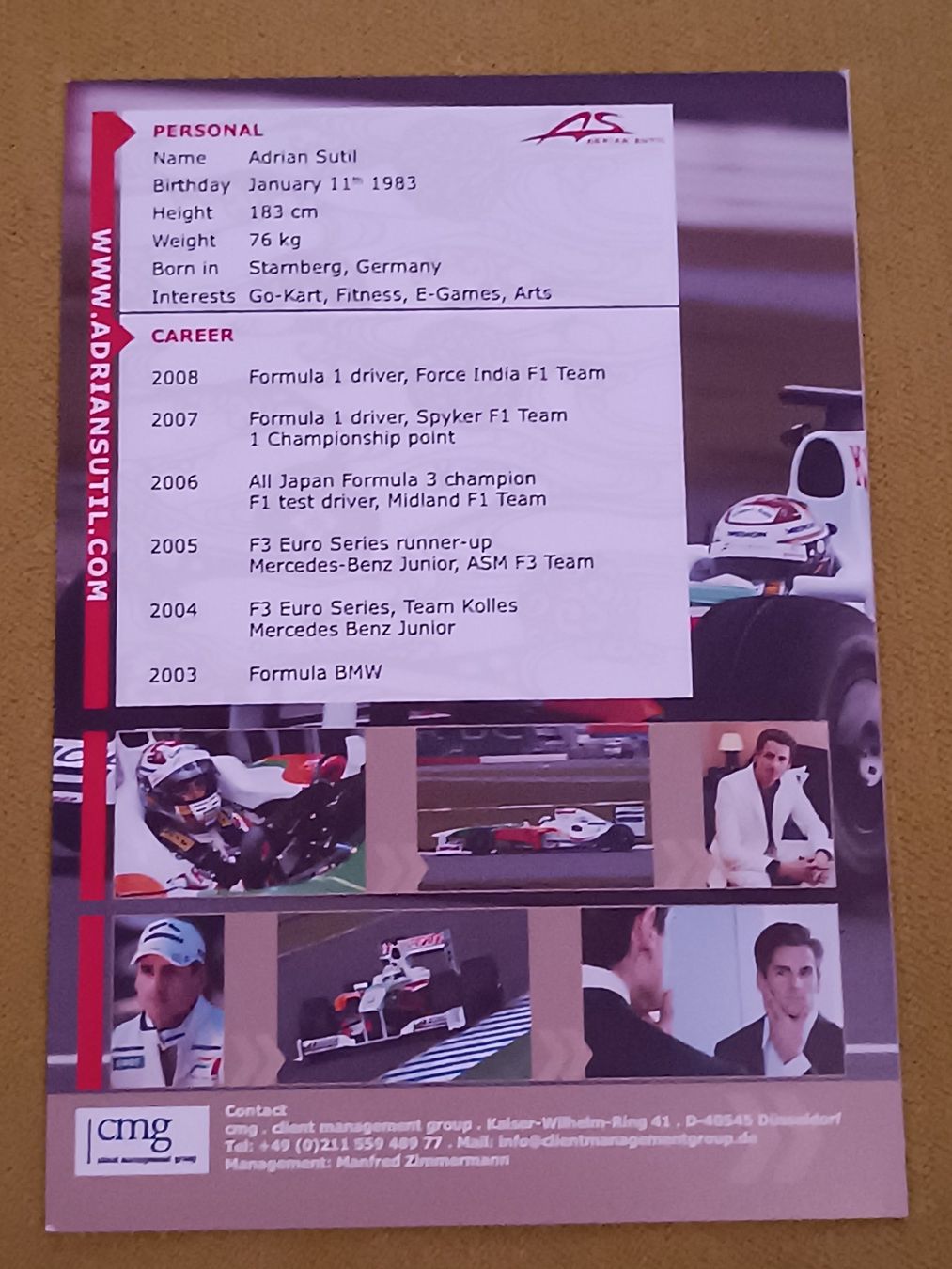 Autografi: Adrian Sutil - handsigniert – Usato da Menziken venduto da Autogramme 1