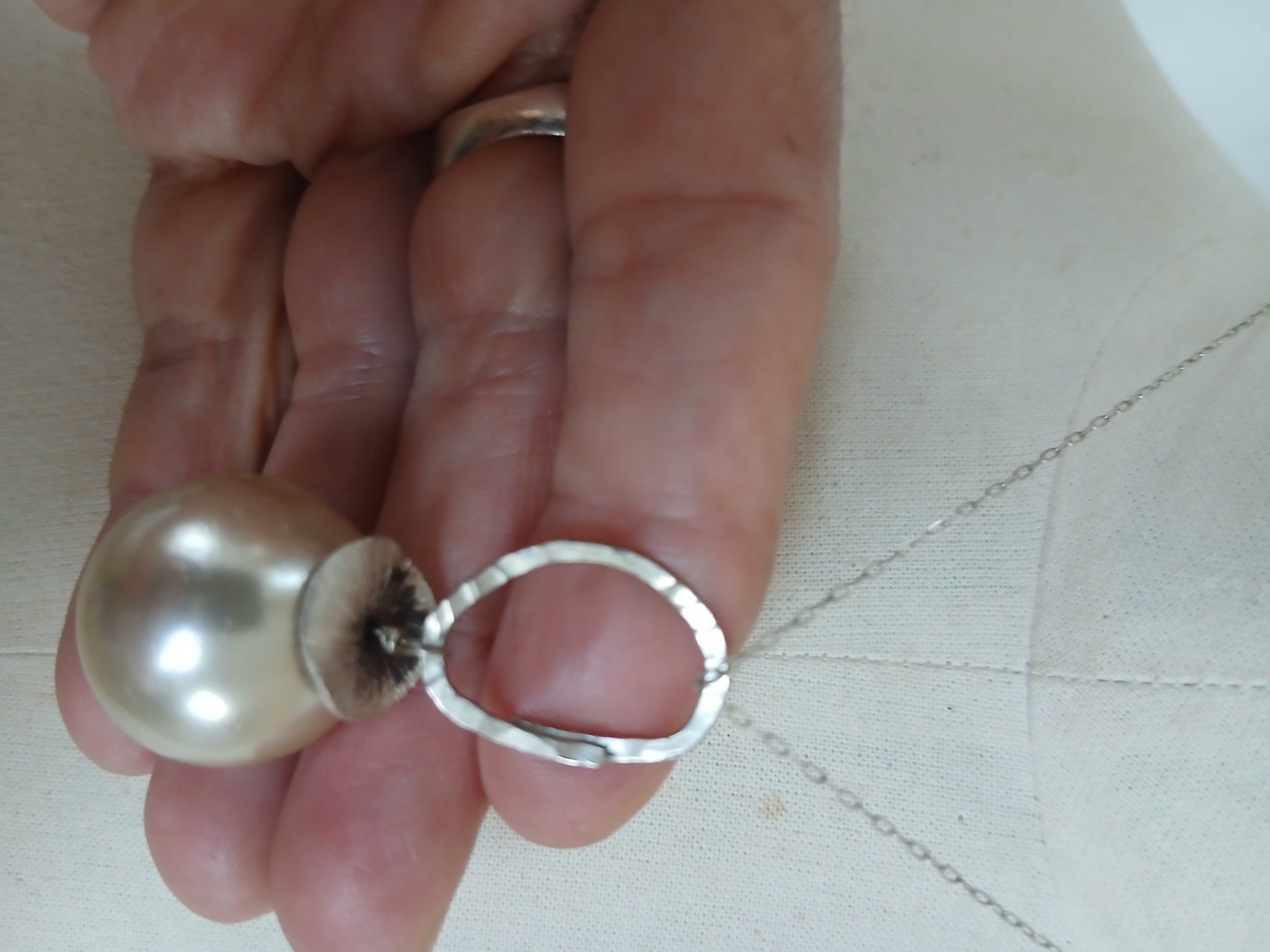 Catenine: Silberkette 925 mit Perlenanhaenger – Usato da Beckenried venduto da SylvkensWorld 2