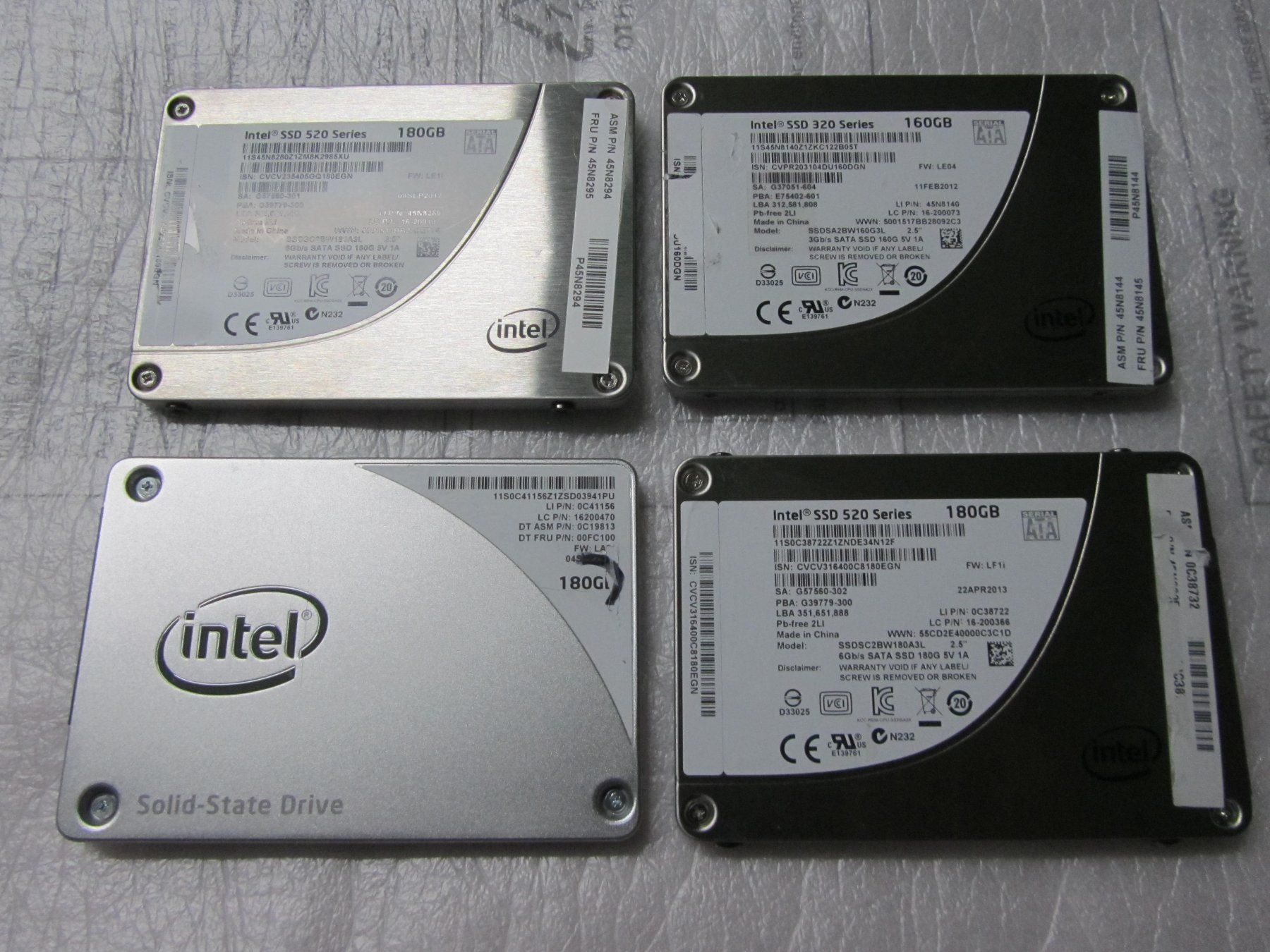 Intel Harddisks: 4× Intel SSD (180GB,160GB) – Gebraucht aus moosseedorf von RTN10 2