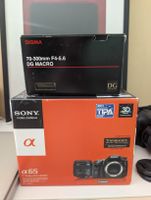 Sony Alpha 65 SLT-A65 + 18–55mm + Sigma 70–300mm Macro + Zub