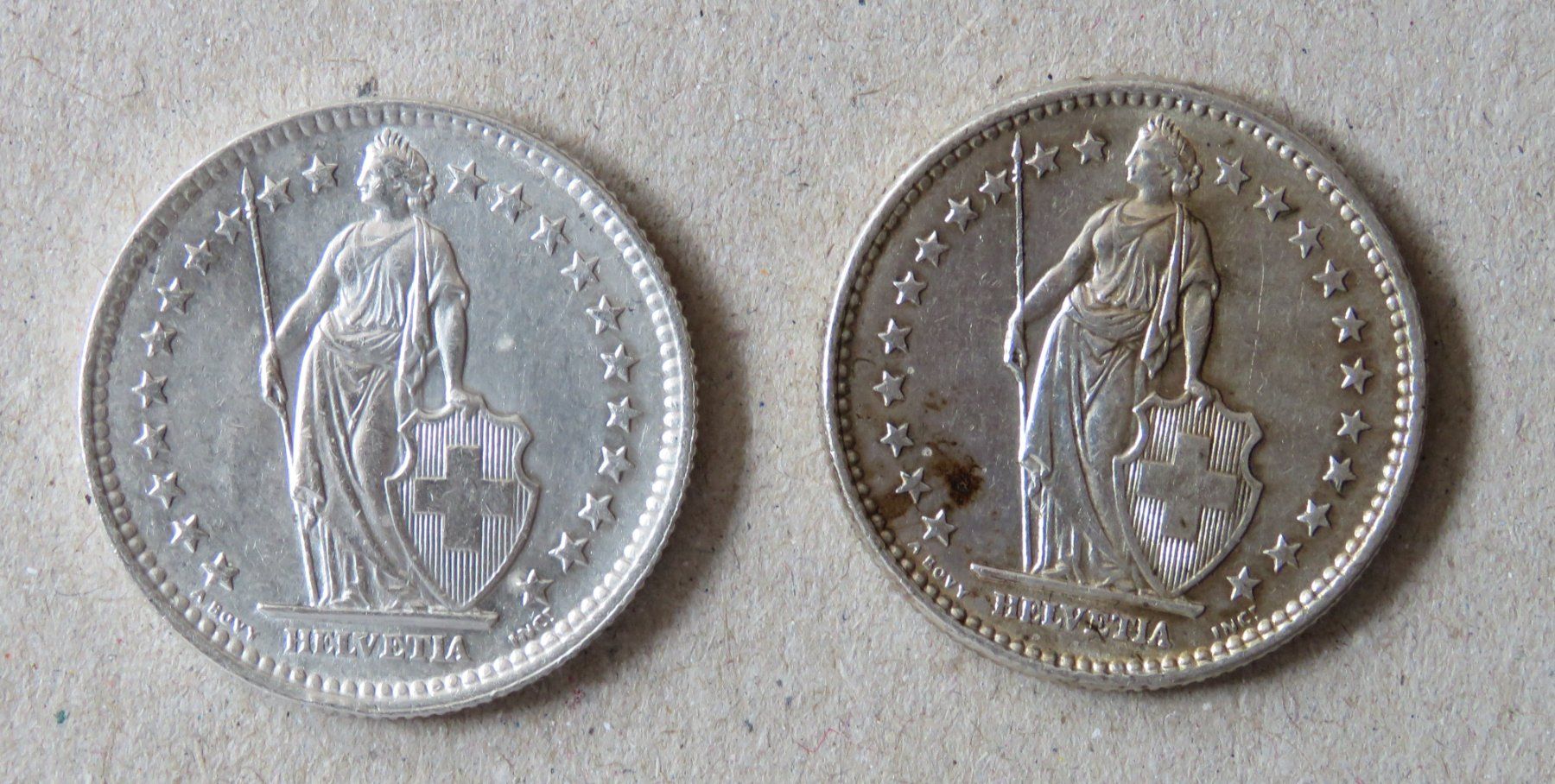 Alle Münzen: 2 x Fr. 2.-  1963 und 1965 Silber – Gebraucht aus Kreuzlingen von Koi4 1